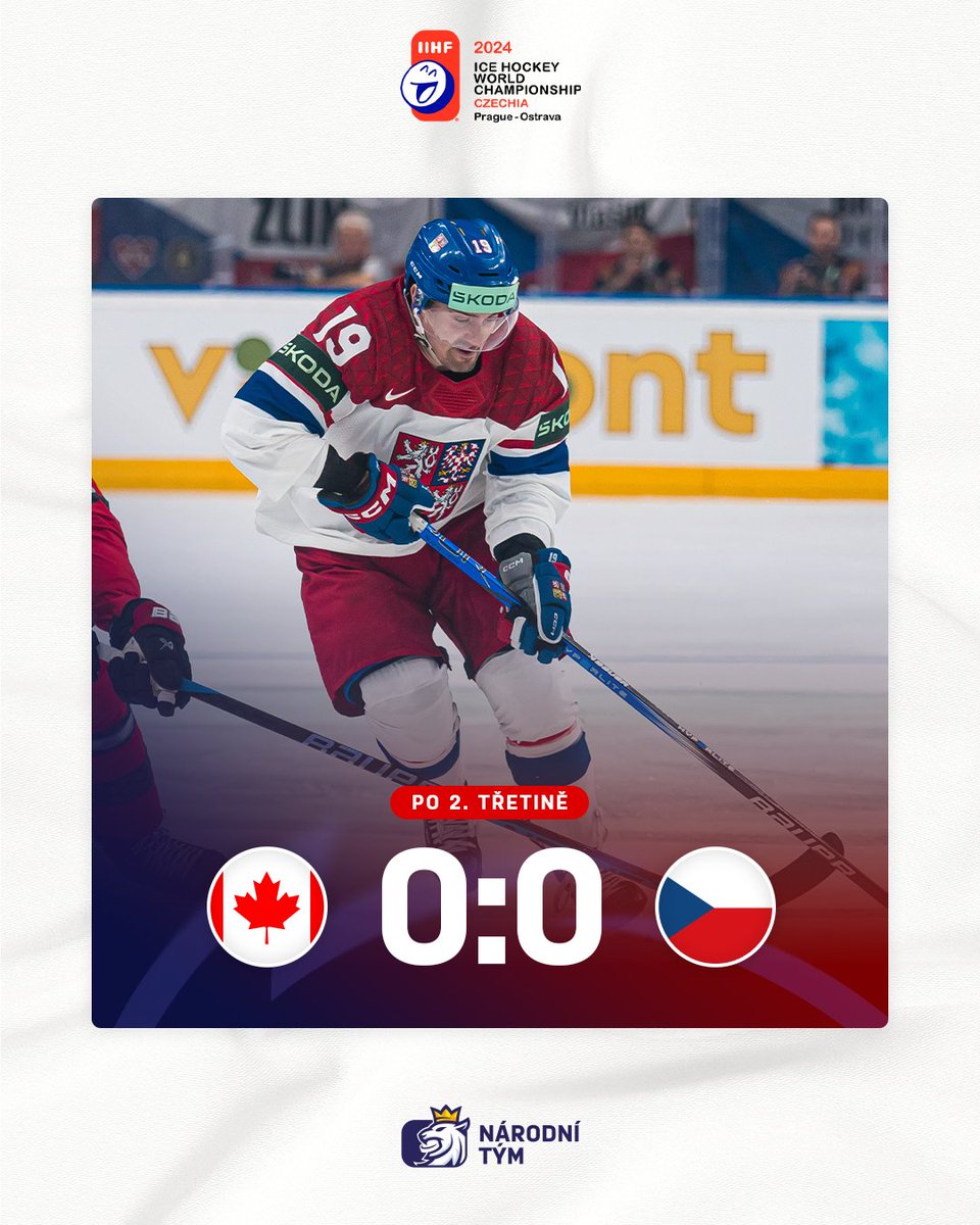 czehockey's tweet photo. Gólovou trefu jsme neviděli ani ve druhé dvacetiminutovce. 🛑

Tak co, zlomíme to jako první my? 💪👊

🇨🇦⚔️🇨🇿 0:0

#CANCZE #MensWorlds #narodnitym #ceskyhokej https://t.co/5Jd7XeT5dr