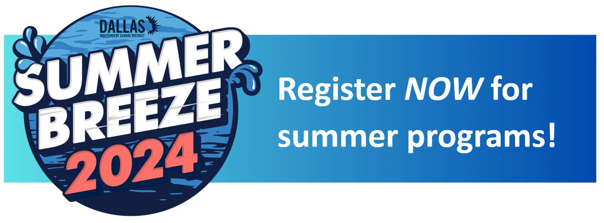 ☀️We've got your summer plans figured out! Registration for Summer Breeze is now open! Browse through our Summer Learning Guide below. We offer: 🎨 Extracurriculars activities 📝 College/career prep 🏫 High school credit boost opportunities 🔗dallasisd.org/summerbreeze