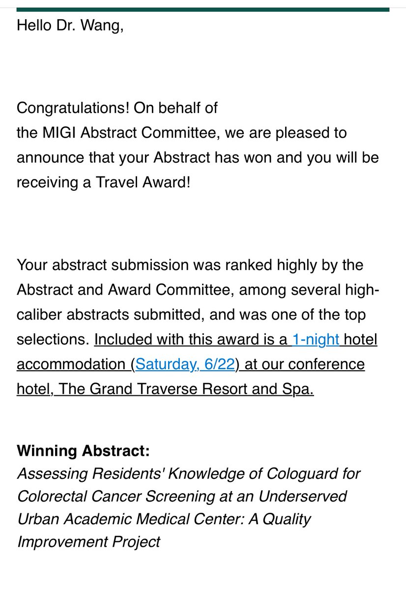 JingWangMD's tweet photo. Excited for our abstract to be selected as one of the top abstracts at the upcoming MIGI conference! Unfortunately on call for both DDW and MIGI conference but have amazing coauthors to present our work 🙏🏻❤️ #GITwitter @MIGISociety https://t.co/VFnKJPIRye