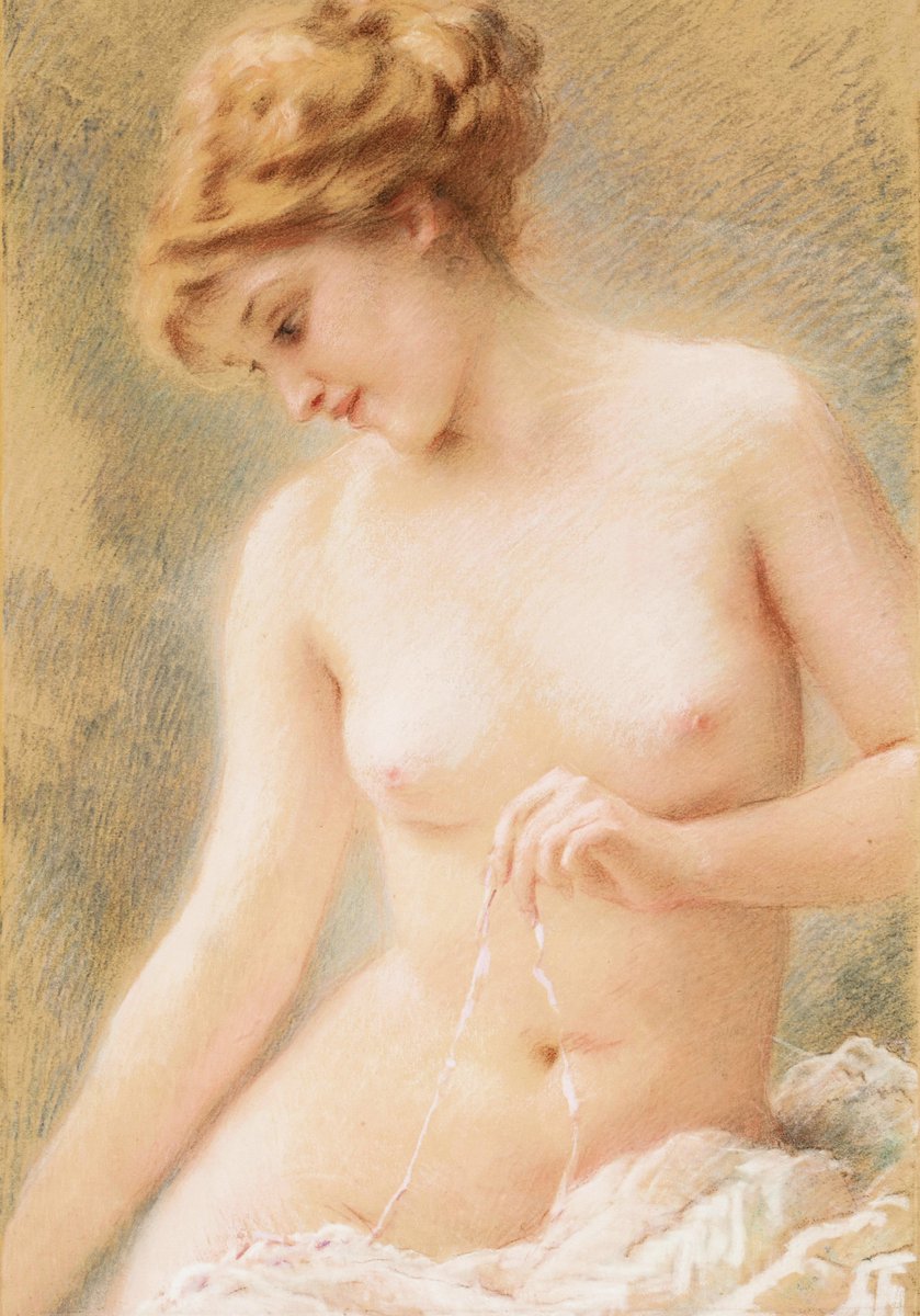 Sitting Nude. Konstantin Egorovich Makovsky.🖌️🌹 (1839-1915) Russian Painter.