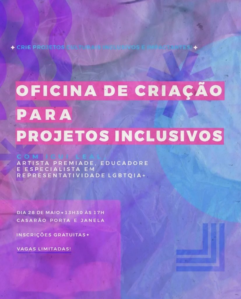 🚨ATENÇÃO PESSOAS TRANS DO MA🚨

OPORTUNIDADE DE CAPACITAÇÃO NO SETOR CULTURAL.

A partir do dia 27 daremos início ao projeto “AQUÉ” que promove oficinas sobre elaborações de projetos culturais para captação de recursos e desenvolvimento de portfólio artístico, idealizado pela