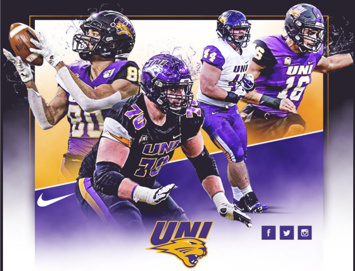 Thank you @UNIFootball 🐆🐆@coachricknelson @CoachMarkFarley @JPAndrade12 for the invite to camp and the kind words about my play. I hope to make it out to Cedar Falls to visit campus, meet coaches and compete. #HeHimNasty @CaseEagleFB @AntonGraham_ @OLMafia @d_esposito44