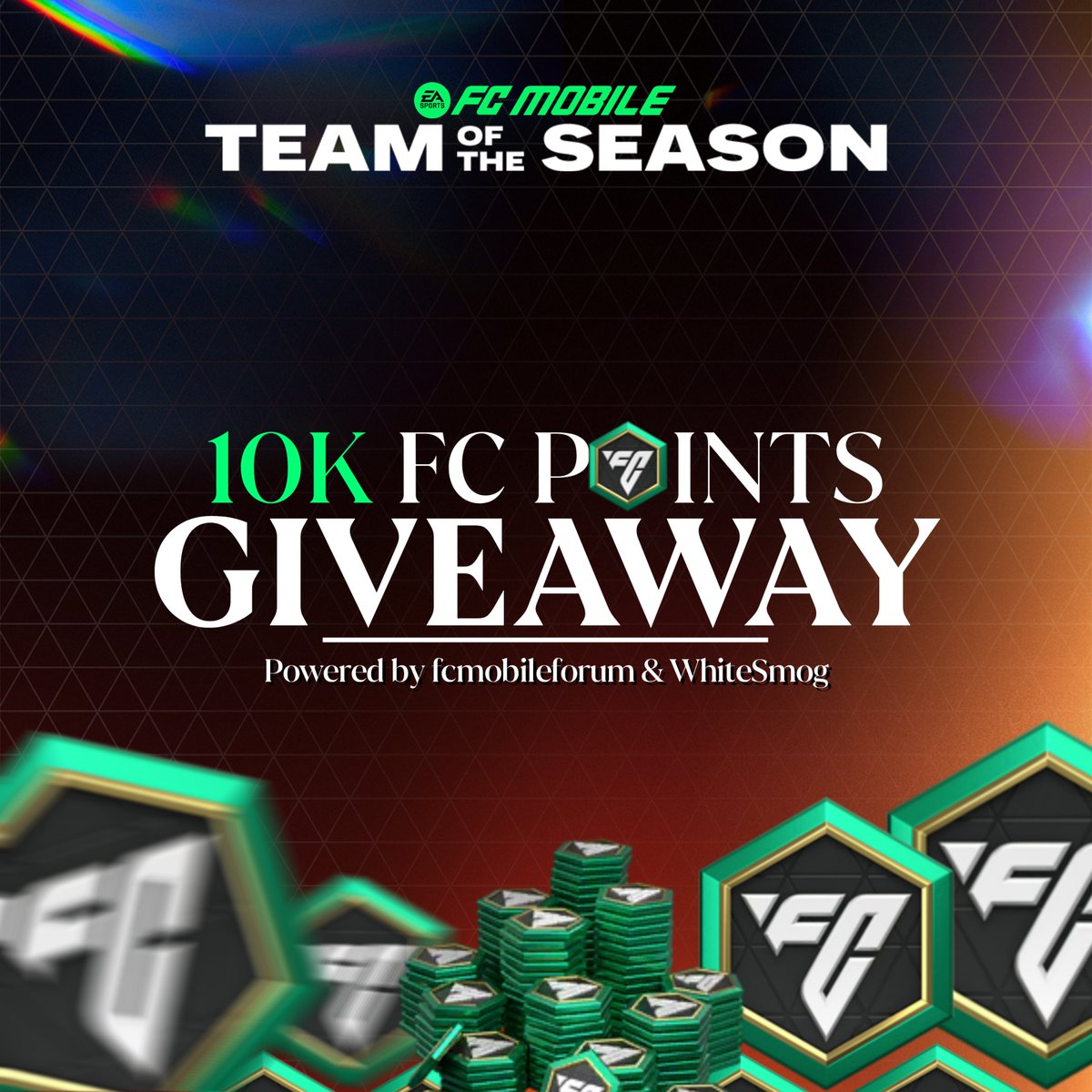 10,000 FC POINTS GIVEAWAY 🥳🎁 - Follow us & @WhiteSmog - Like ❤️ & Retweet 🔁 That's it Winner announced on 24th May, Good luck everyone 🎉🥳