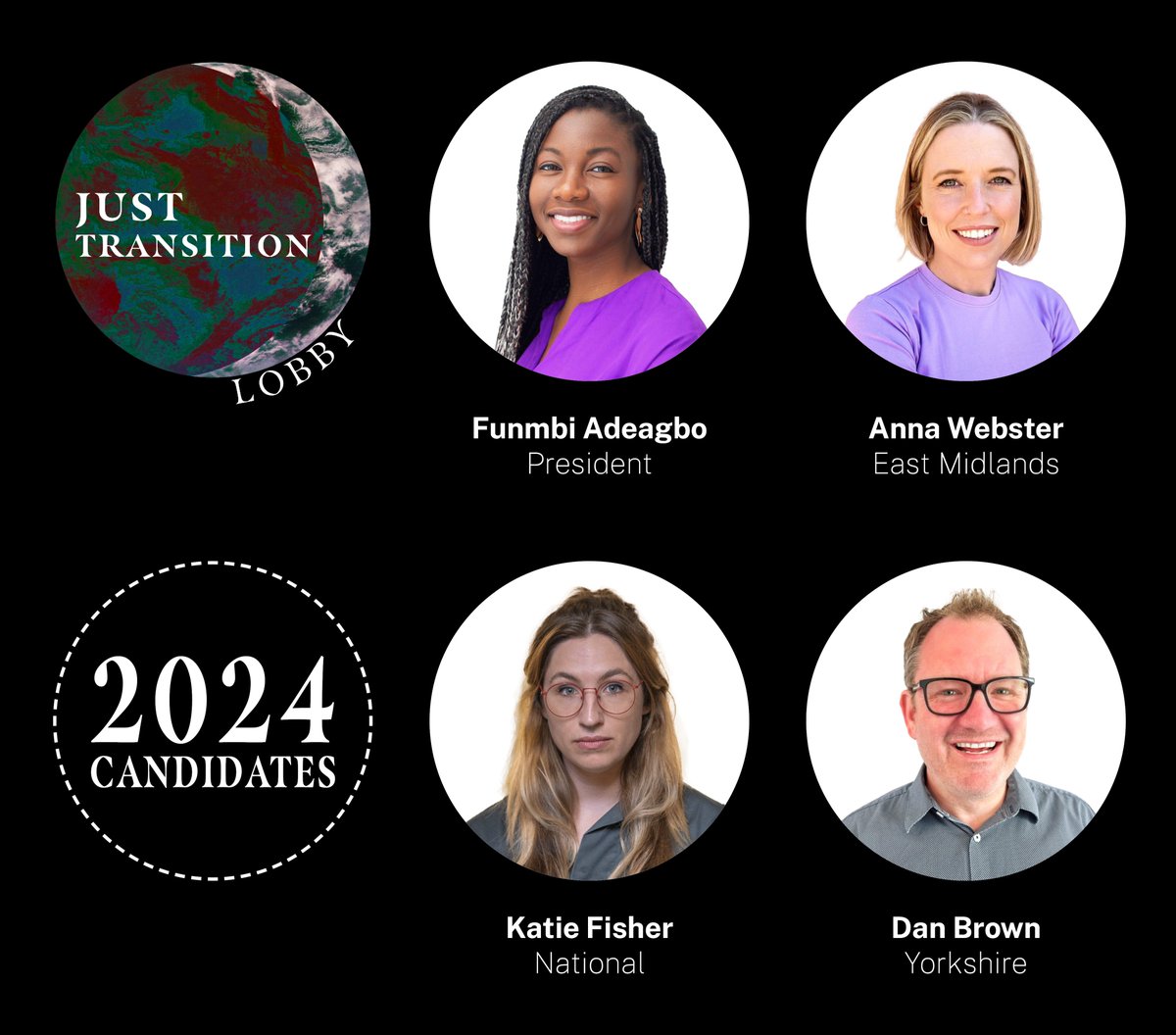 We have four amazing candidates running for RIBA President and Council - and two have already been elected unopposed! Please give all your support to Funmbi and Katie in their campaigns - and join us in congratulating two new Just Transition Lobby council members, Anna and Dan✊