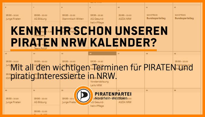 Eine gute Gelegenheit, #Piraten in geselliger Runde kennenzulernen. Die nächsten Stammtische in #NRW:
▶️ 22.05. Recklinghausen ab 18:30 Uhr
▶️ 28.05. Hilden ab 19:00 Uhr 
Weitere Infos und Termine: piratenpartei-nrw.de/landesverband/…
#NRWohlfuehlen !B