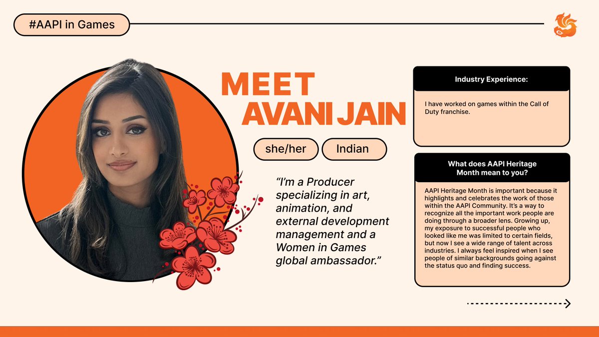ProjectAWR's tweet image. Avani (@avvjain): &quot;I’m a Producer specializing in art, animation, and external development management and a Women in Games global ambassador.&quot;

#AAPIHM #AAPIInGames