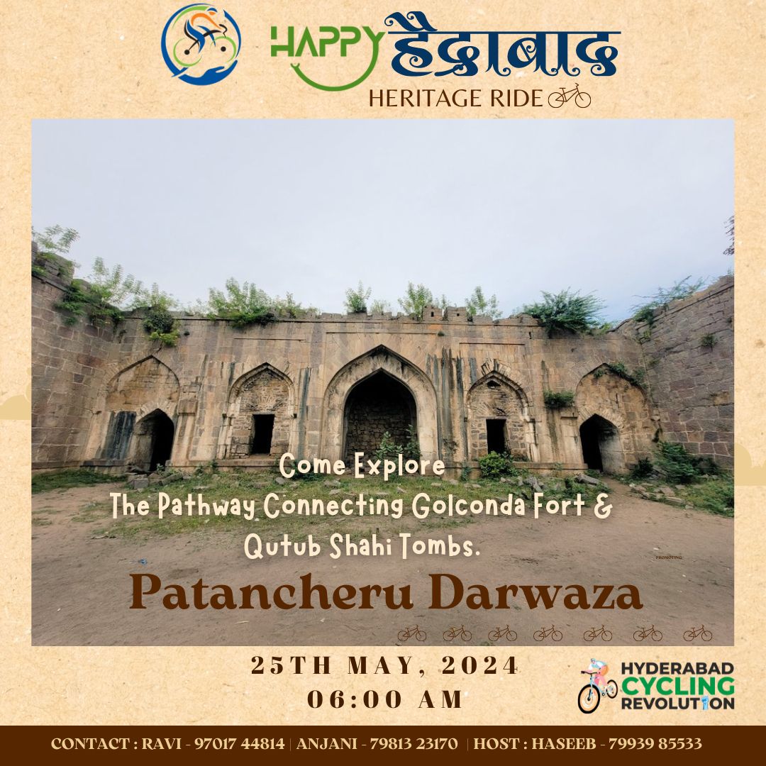 #HyderabadLovesCycling #HappyHyderabad #Cyclist Heritage Ride to Patancheru Darwaza by @historianhaseeb #HyderabadHeritage Supporting #hyderabadCyclingRevolution #activemobiltiy Campaign Walk < 1 km Bicycle < 5 km Public Transport > 5 km @HydcyclingRev @sselvan