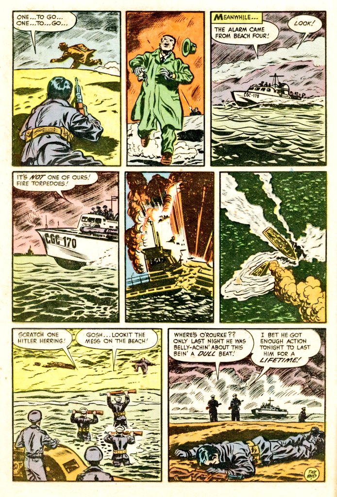 'Night Shadows' (finale) script: unknown, art: Lee Elias from Warfront#6 (1952 Harvey Comics).