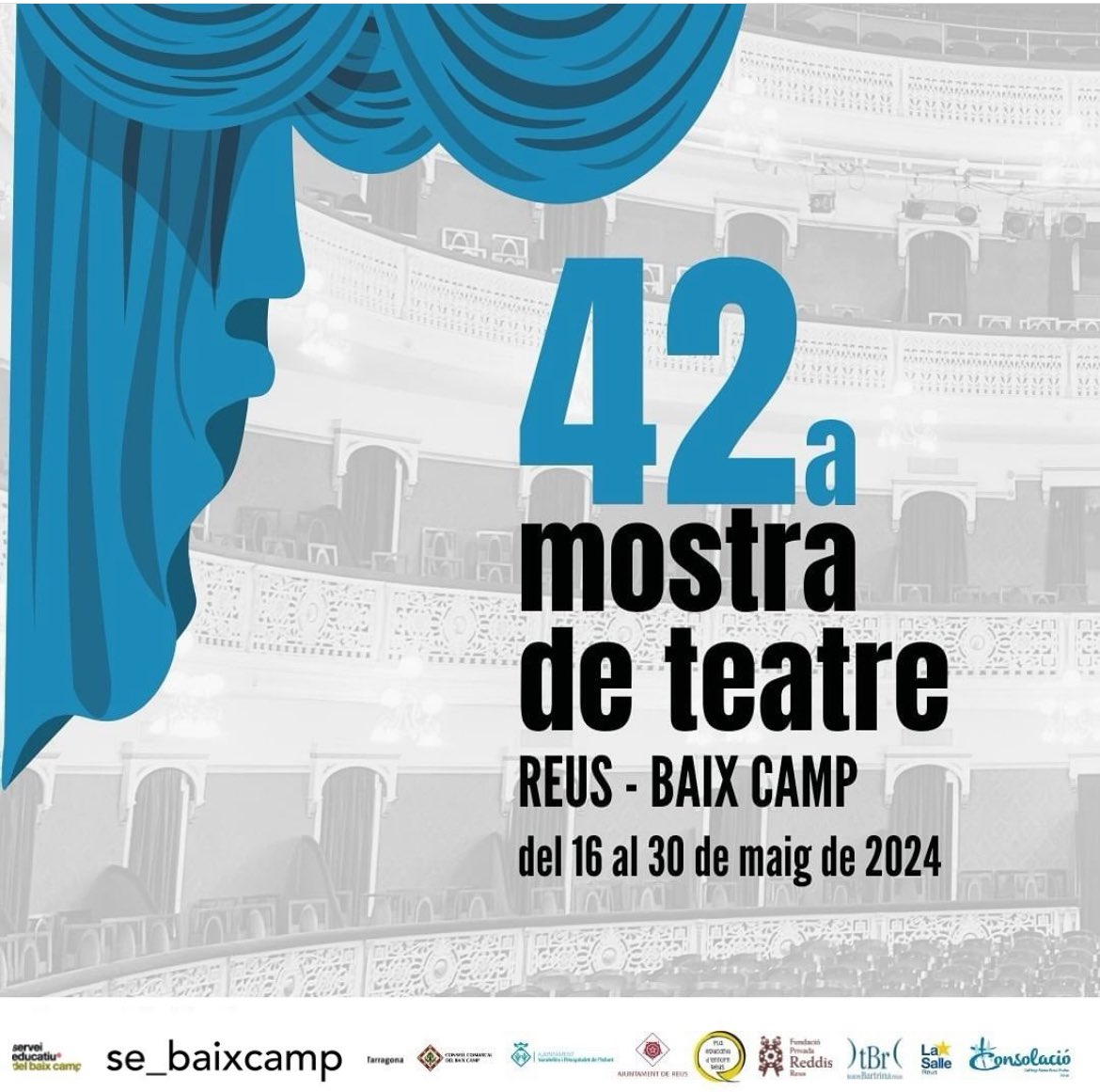 Del 16 al  30 de maig, <a href="/SE_BaixCamp/">Servei Educatiu del Baix Camp</a> 
organitza la 42a Mostra de Teatre infantil i juvenil de Reus i el Baix Camp. 
Enguany, a la mostra hi participen 580 actors de 20 centres del Baix Camp i compta amb la col•laboració de la <a href="/fundacioreddis/">Fundació Reddis</a>
