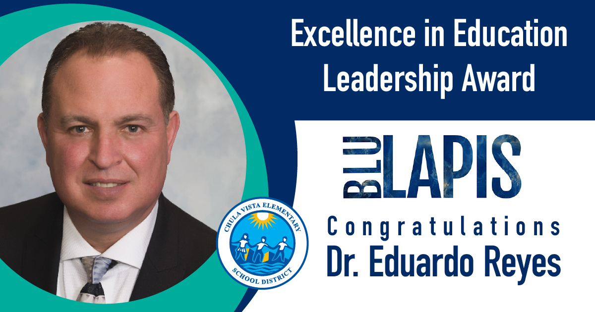 Congrats to #CVESD Superintendent Eduardo Reyes, Ed.D., for receiving the Excellence in Education Leadership Award from BLU Lapis Media for his exceptional contributions to our community & his unwavering commitment to educational excellence. Thank you, Dr. Reyes, for all you do!