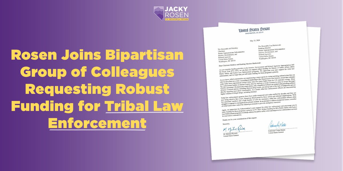 I’ll always prioritize providing law enforcement across Nevada with the resources they need to fight crime & keep our communities safe. I’m part of a bipartisan push to provide robust funding for tribal law enforcement in the next government funding package.