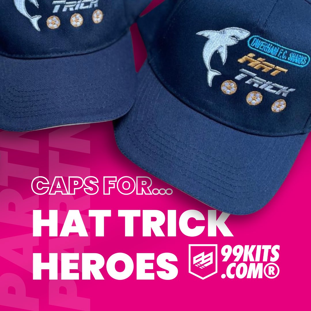 Caps to recognise Taverham FC Sharks hattrick heroes 🧢

Want some for your club? Get in touch! Adult caps are £9.50 and junior caps are just £8.75

#99Kits #YourUltimateKitPartner