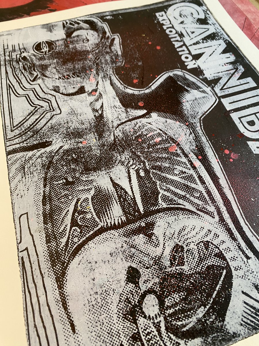 Breaking out the atomizer on some of my gelplate pulls... #monoprint #gelplate #grindhouse #cannibal