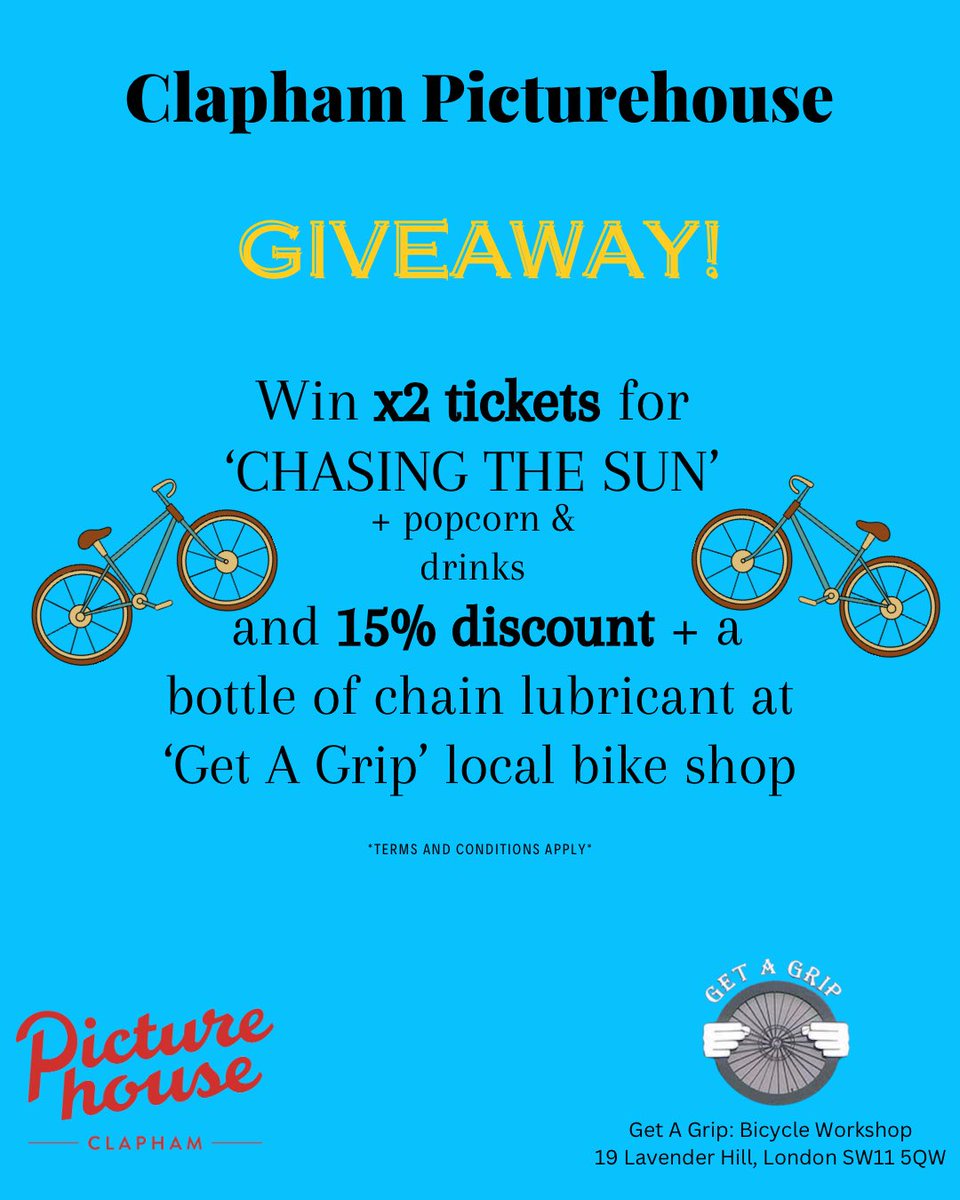 🚴🏼‍♀️GIVEAWAY TIME 🚴🏼‍♀️ To celebrate the upcoming event of ‘Chasing The Sun’, on the 28th we have partnered with Get A Grip: Bicycle Workshop to give you some free tickets and more! To enter the giveaway: 🚴🏼‍♀️ Check our Instagram for more information