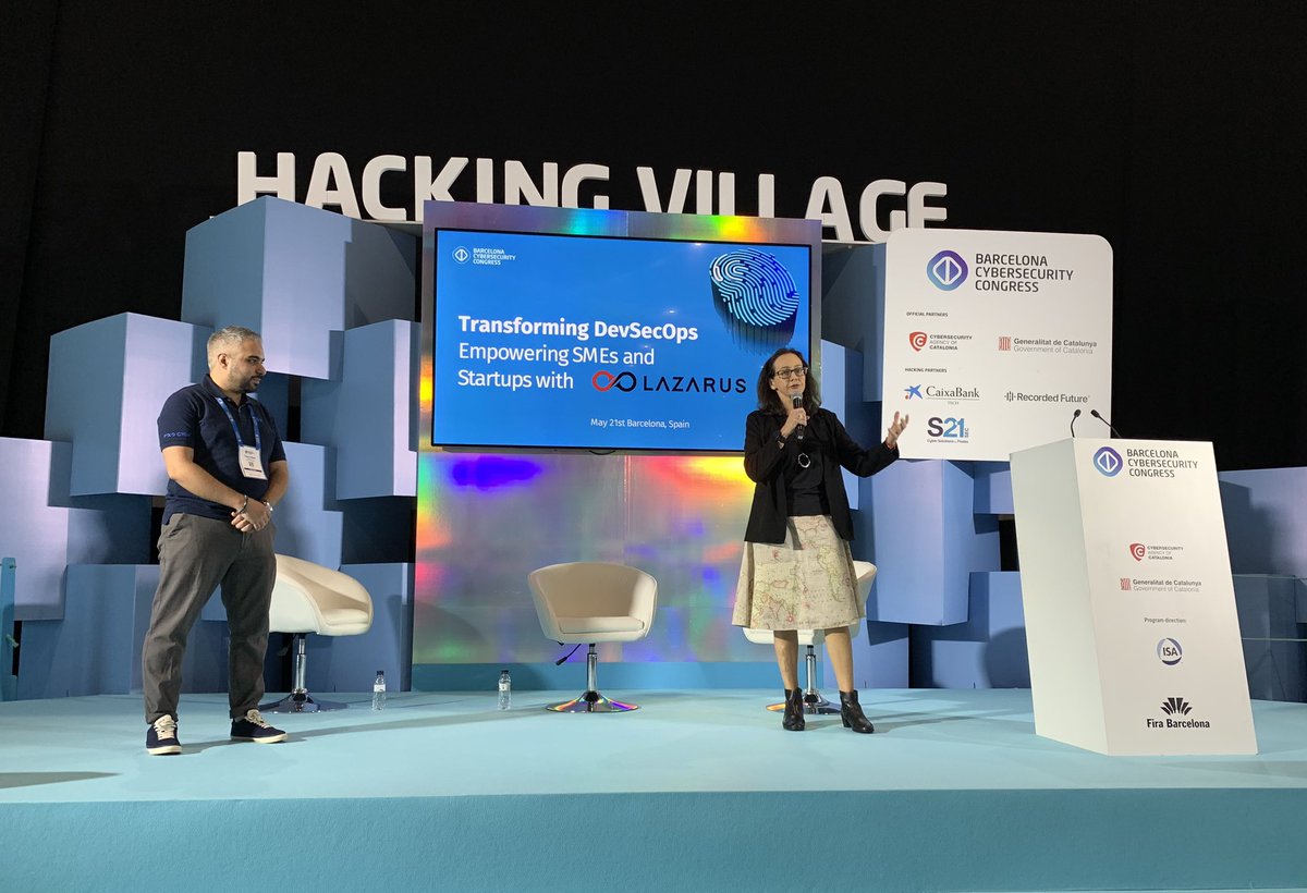 Transforming #DevSecOps: Empowering SMEs and Startups with Lazarus
@adrianafreitas @apwg_eu Dir. Responsible for Research Projects
Tareq Chihabi @Gruppo_Maggioli Project Manager
At Barcelona #Cybersecurity Congress @BcnCyberCon #BCC24 #HackingVillage  
Colocated w @IOTSWC