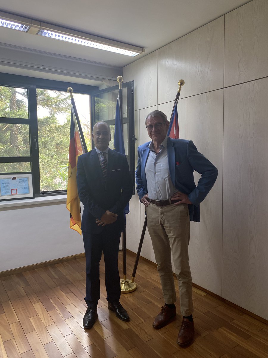 chudalb's tweet photo. It was great meeting with His Excellency Ambassador of the Federal Republic of Germany to Nepal Dr. Thomas Prinz at his office in Kathmandu today. I would like to express my sincere thanks to HE Ambassador for his valuable time. https://t.co/A0ekEMPIiW