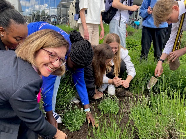 Planting flowers to mark World #Bee🐝Day @UNgeneva Together with @FAO @SLOtoUNGeneva @KenyaMissionUNG we emphasize that bees are essertial to #biodiversity & that beekeeping provides livelihood opportunities for many people around the 🌍while also contributing to #food security