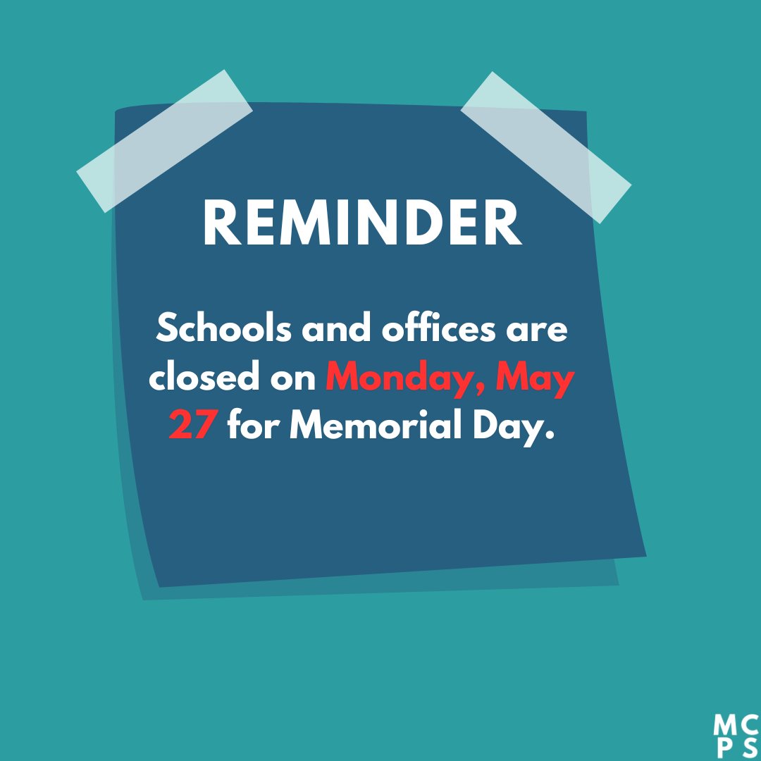 FYI MCPS staff, parents and students.