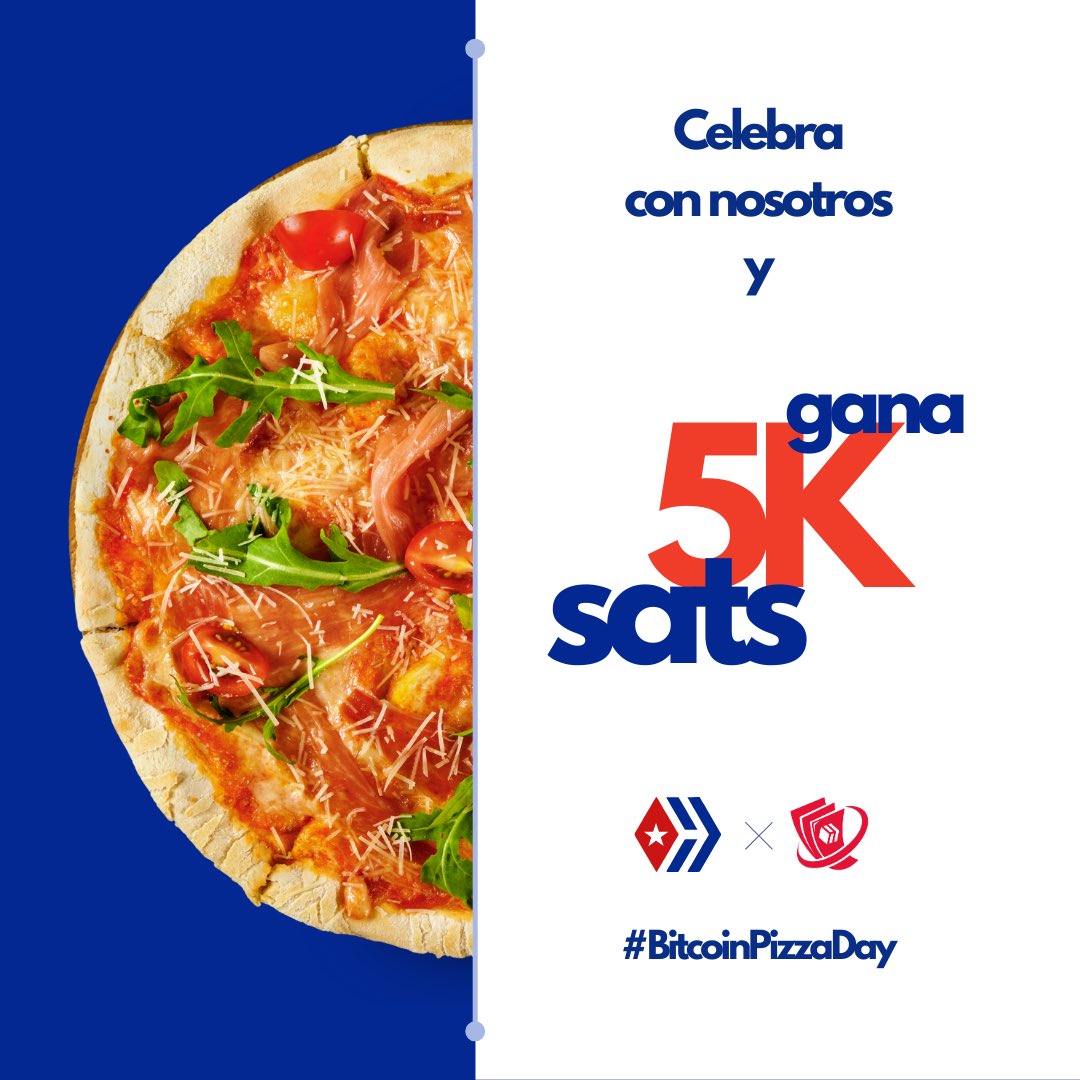 Sorteo de 25K Sats para 5 personas por el #BitcoinPizzaDay 🍕⚡️

¿Qué hacer? 😎

1️⃣ Sigue a <a href="/hivecuba/">HiveCuba</a> y <a href="/HiveRemesas/">HiveRemesas ⚡🧙‍♂️</a> 
2️⃣ Like y RT a este tweet
3️⃣ Comenta tu dirección Lightning mencionando a 3 amigos 

Daremos el resultado el día 23 de mayo y mañana en Zapata hay sorpresas 👇