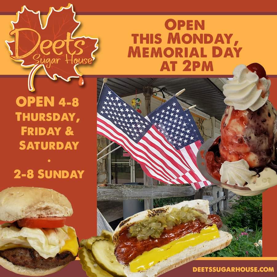deetssugarhouse's tweet photo. Hours: Thursday - Saturday, 4pm - 8pm, Sunday 2pm - 8pm
Memorial Day, Monday, 2pm - 8pm
We hope to see you! 🌭🍔🍕🍦🍨 https://t.co/rXgbzEPhMP