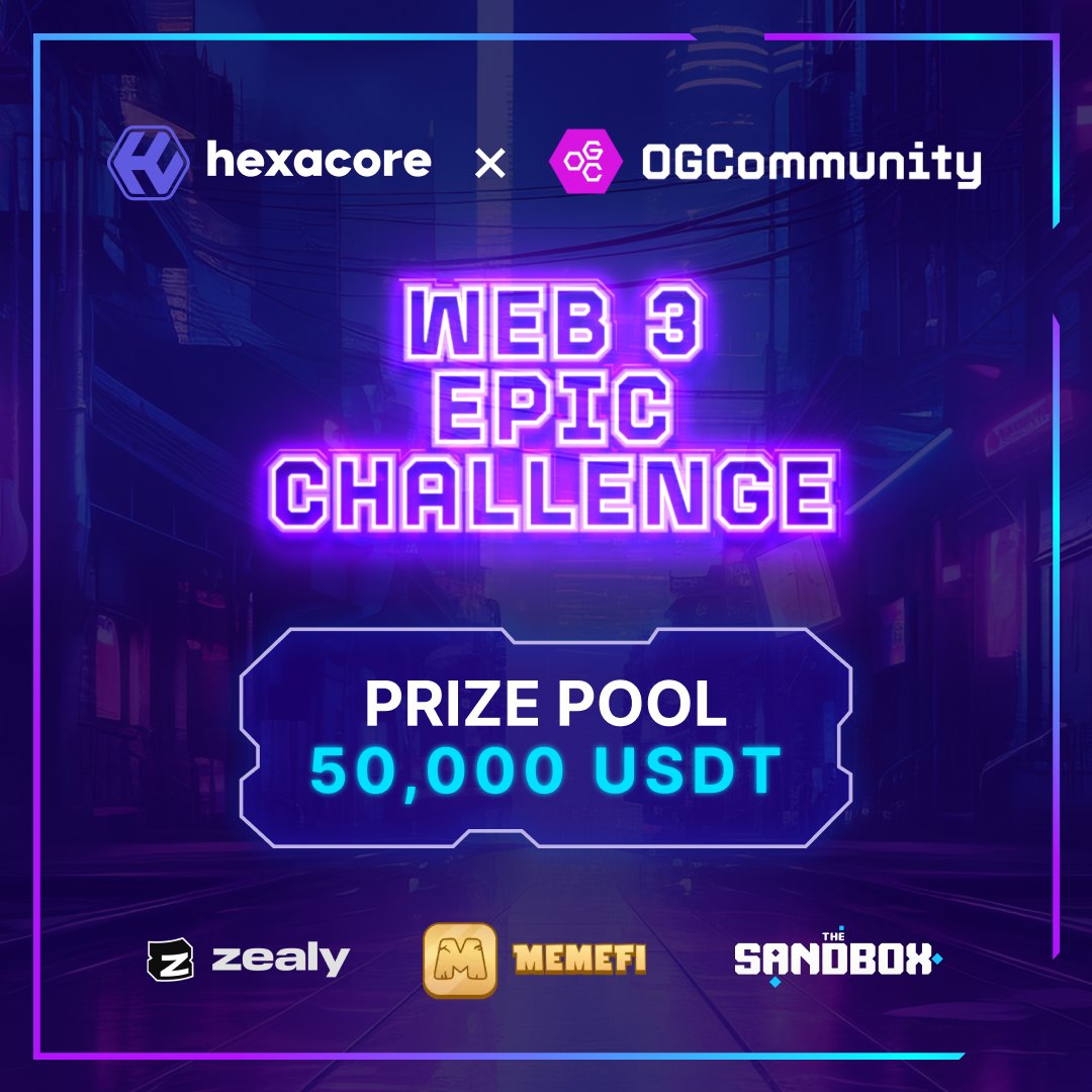 WEB3 EPIC CHALLENGE IS LIVE!

We are pleased to announce that Hexacore is a part of Web3 Epic Challenge hosted by <a href="/OGCommunity_X/">OGCommunity</a>!

⚡️50,000 USDT
⚡️AGO Silver Passes and rewards from other partners including <a href="/memeficlub/">MemeFi Labs</a>, <a href="/TheSandboxGame/">The Sandbox</a>  and more!

JOIN NOW!

📖 Info -