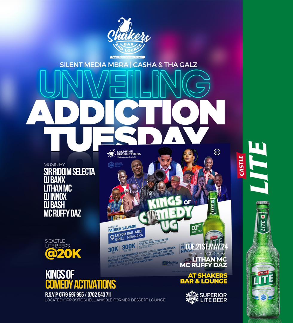 We're having #KingsOfComedyUg Activations at Shakers Bar and Lounge tonight #AddictionTuesdayMbra