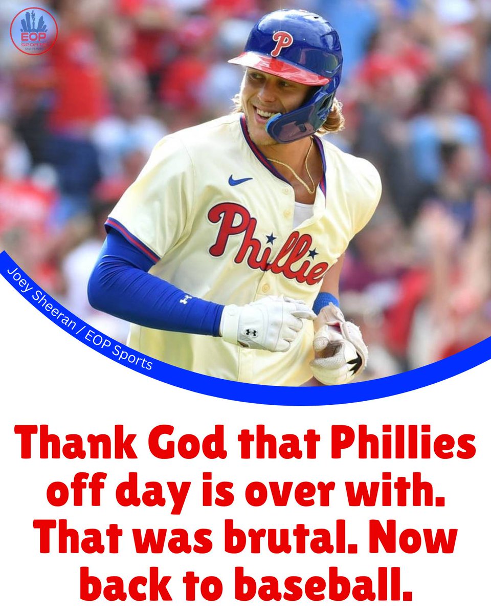 EOPsports's tweet photo. This Phillies team is the REAL DEAL, and the off days go by real SLOOOWWWW
#Phillies | #PhilliesNation | #PhiladelphiaPhillies | #PhilliesBaseball | #RingTheBell | #BestInBaseball https://t.co/g5eCHaCUQL