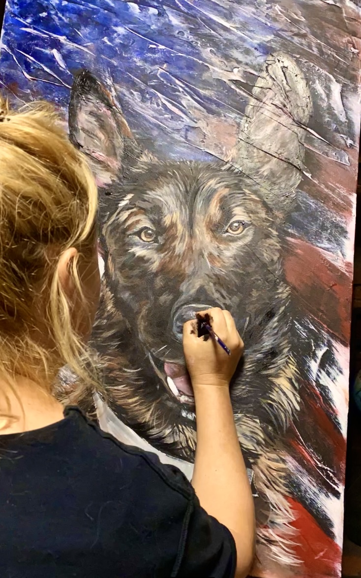 Rest easy K-9 Officer Eli Novacek.  I am honored to have created this painting for the sudden loss of Eli &amp; his services. <a href="/EFWarriors/">Elizabeth Forward HS</a> <a href="/EFEAteaches/">EFEA</a> <a href="/k9sforwarriors/">K9s For Warriors</a> #K9 #police #policedog #dog #painting #portrait #america #freedom @kristydubinskyart kristydubinskyart.com