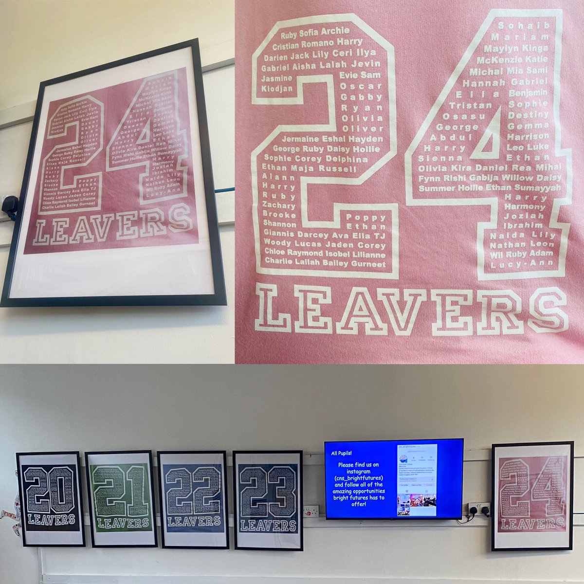 This year’s 2024 leavers hoodie, framed and added to our alumni display. <a href="/CastleNewnham/">Castle Newnham</a>