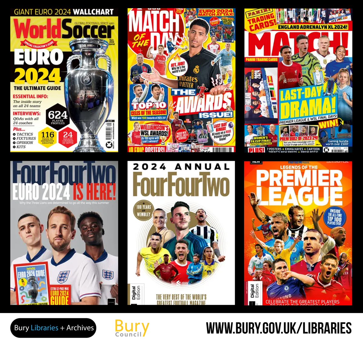 The FA Cup Final and the Women’s Champions League Final are on this Saturday! Read about all the build-up through these brilliant football magazines on @BorrowBox. Just download the app, sign in with your library details and get browsing: bit.ly/BuryBorrowBox. 🎧 📱 ⚽️