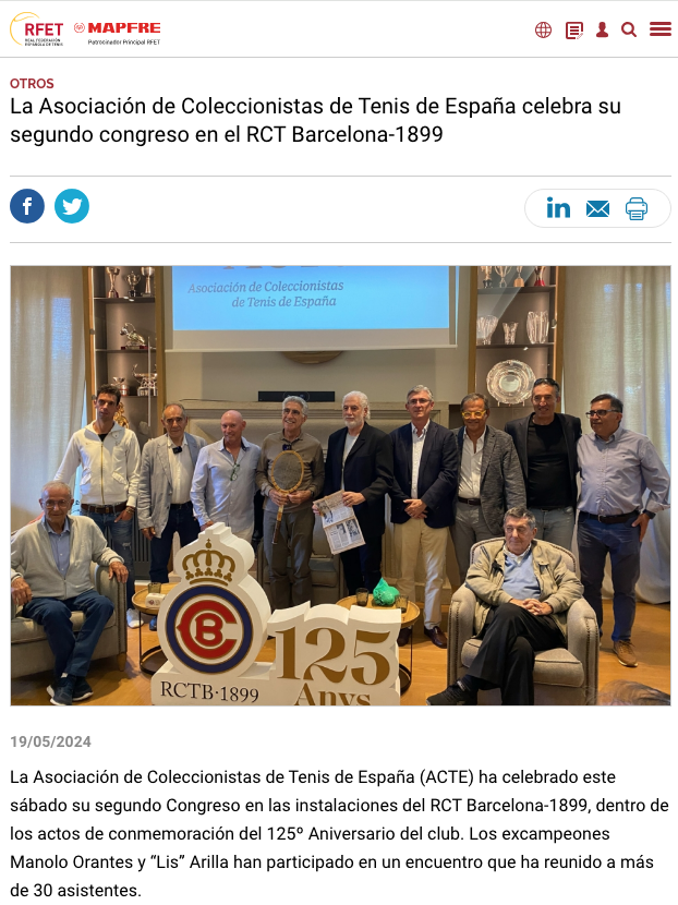 puppotenis's tweet photo. Gracias a la Asociación de Coleccionista de Tenis de España y a la @RFETenis por la mención en el sitio oficial, tras un fin de semana movilizador. En los próximos días publicaré detalles y, sobre todo, el encuentro con un grande como Manolo #Orantes.
https://t.co/OYqPQr8eIs https://t.co/TwyP2O7vmo