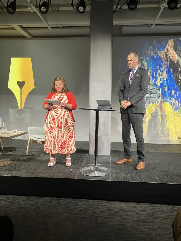 The Civil Rights Defender of the Year Award ceremony has just started in Stockholm! 🧡@la_pettersson @hannagoliath @almenda_ngo #CRDaward! 💛💙