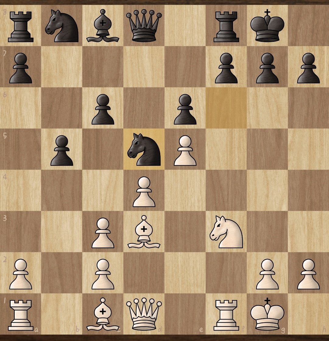 WelshKit's tweet photo. I attempted the Greek gift but he didn't take my Bishop. 11.Bxh7+ Kh8 12.Ng5 f6 13.Qh5 https://t.co/FiptzFc9ja