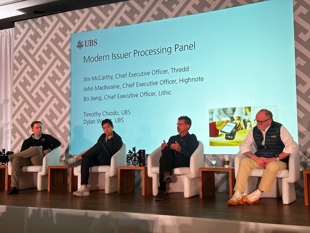This weekend, our CEO, John MacIlwaine, joined Jim McCarthy of <a href="/HelloThredd/">Thredd</a> and Bo Jiang of <a href="/lithic/">Lithic</a> to discuss modern issuer processing. Kudos to <a href="/UBS/">UBS</a> for a stellar event! Proud to be among other great innovators at the forefront of embedded payments technology.