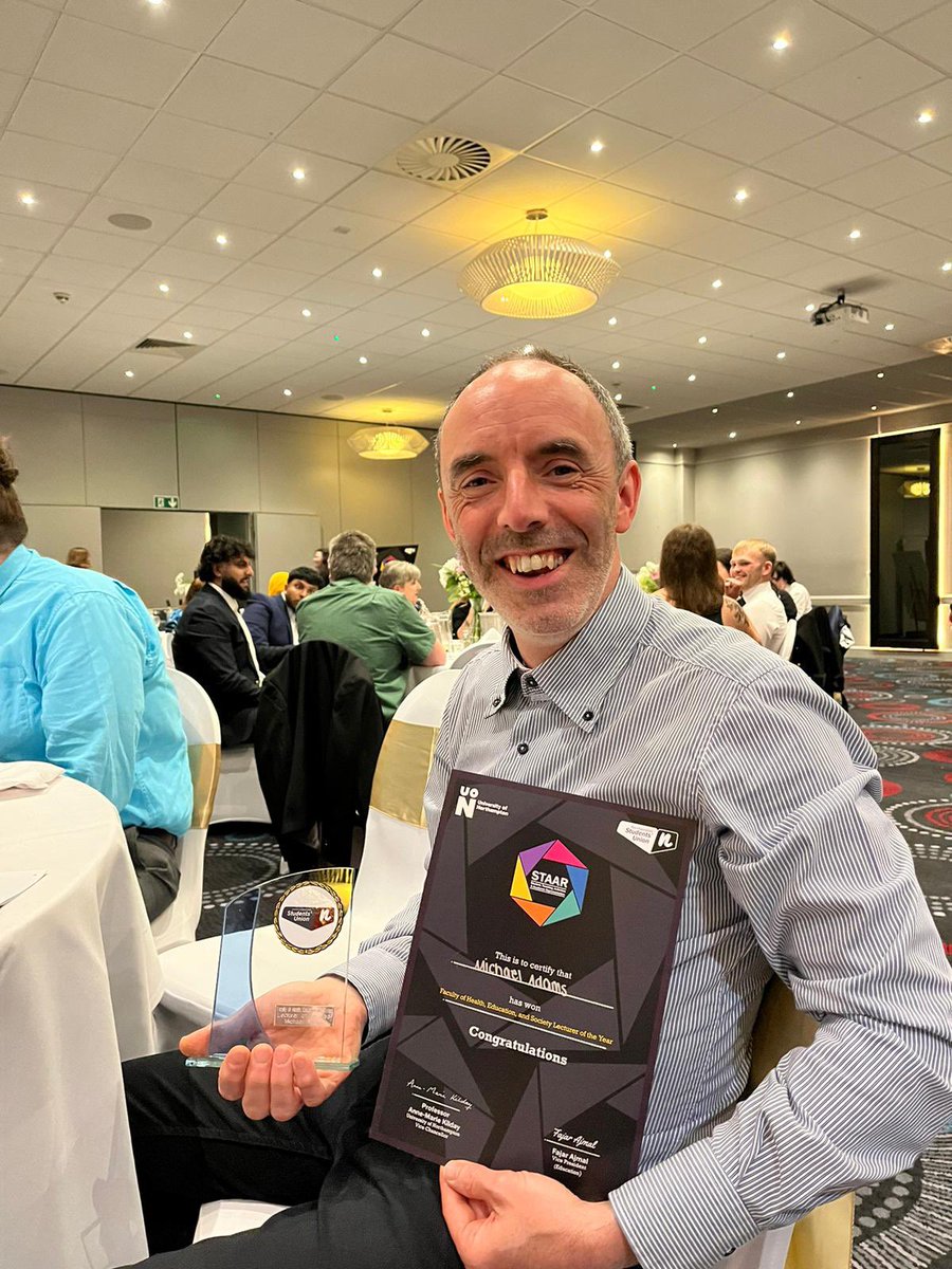 We are pleased to share that both Jane Campion and Mike Adams were nominated for Lecturer of the Year Award for the Faculty of Health, Education and Society!
We are delighted to inform you that Mike won the Lecturer of the Year Award and we send him our warmest congratulations!