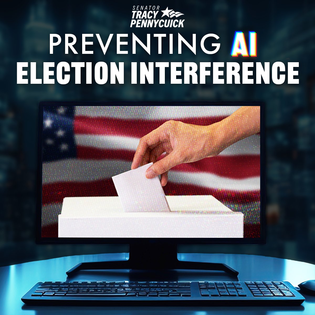 Today @SenatorGebhard, @senjimmydillon , @SenatorJohnKane and I introduced a bipartisan measure prohibiting AI interference in elections.

🗞 FULL RELEASE: senatorpennycuick.com/2024/05/21/bip…