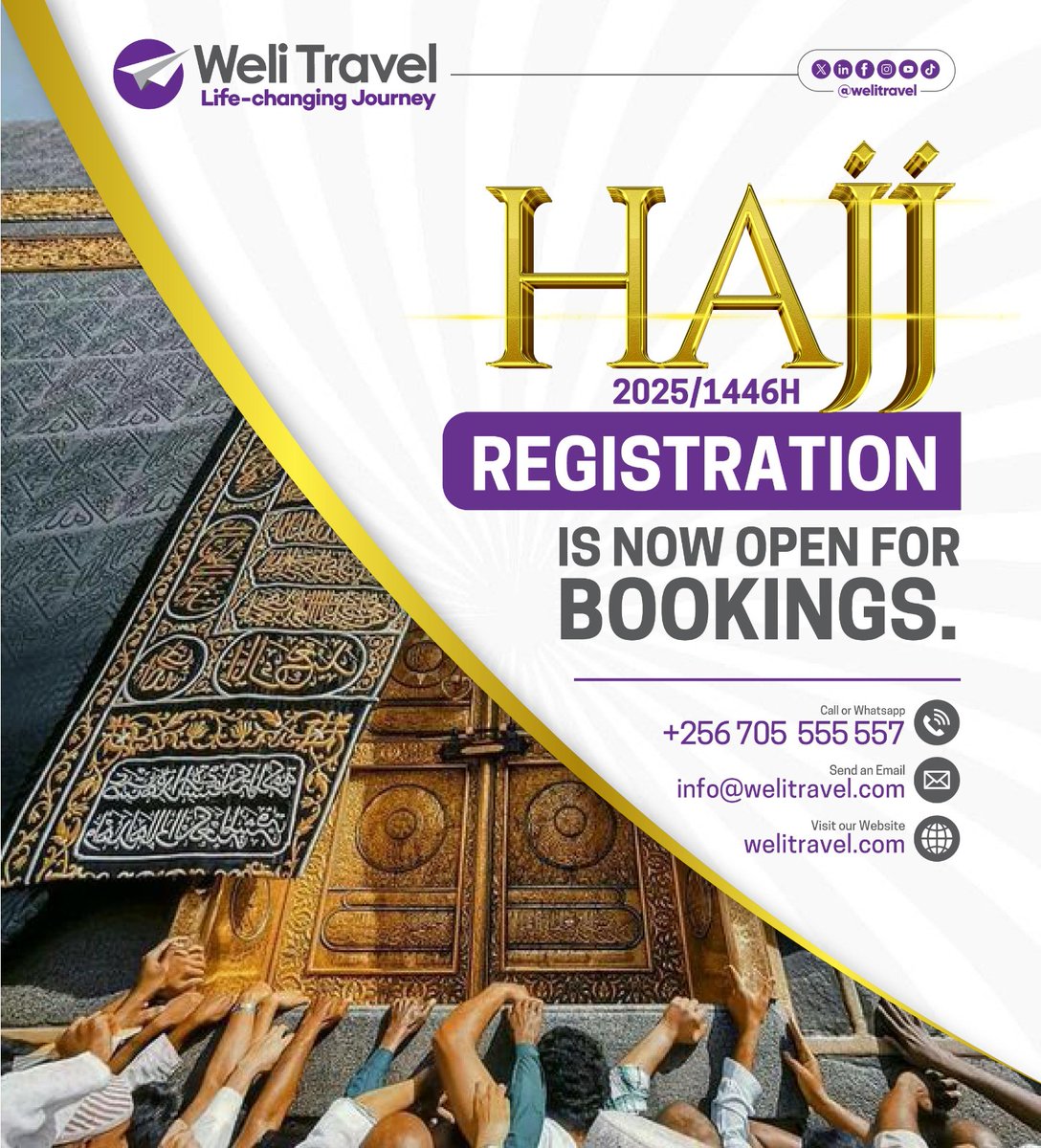 Book Your Hajj 2025 Experience! Trust @welitravel  for a smooth and spiritual journey. 
 #Hajj2025 || #JourneyWithWeli #BookToday.