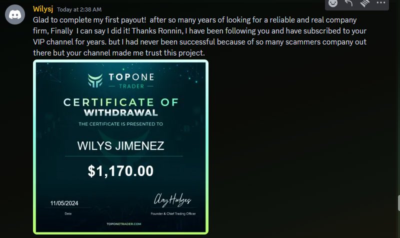 Thanks for believing in us Wilys 🫶 Congratulations on your payout 🎉 Who is next? Don’t sit on the fence, let’s get you funded💵💰 #Protrading #Toponetrader #Cashout #Payout