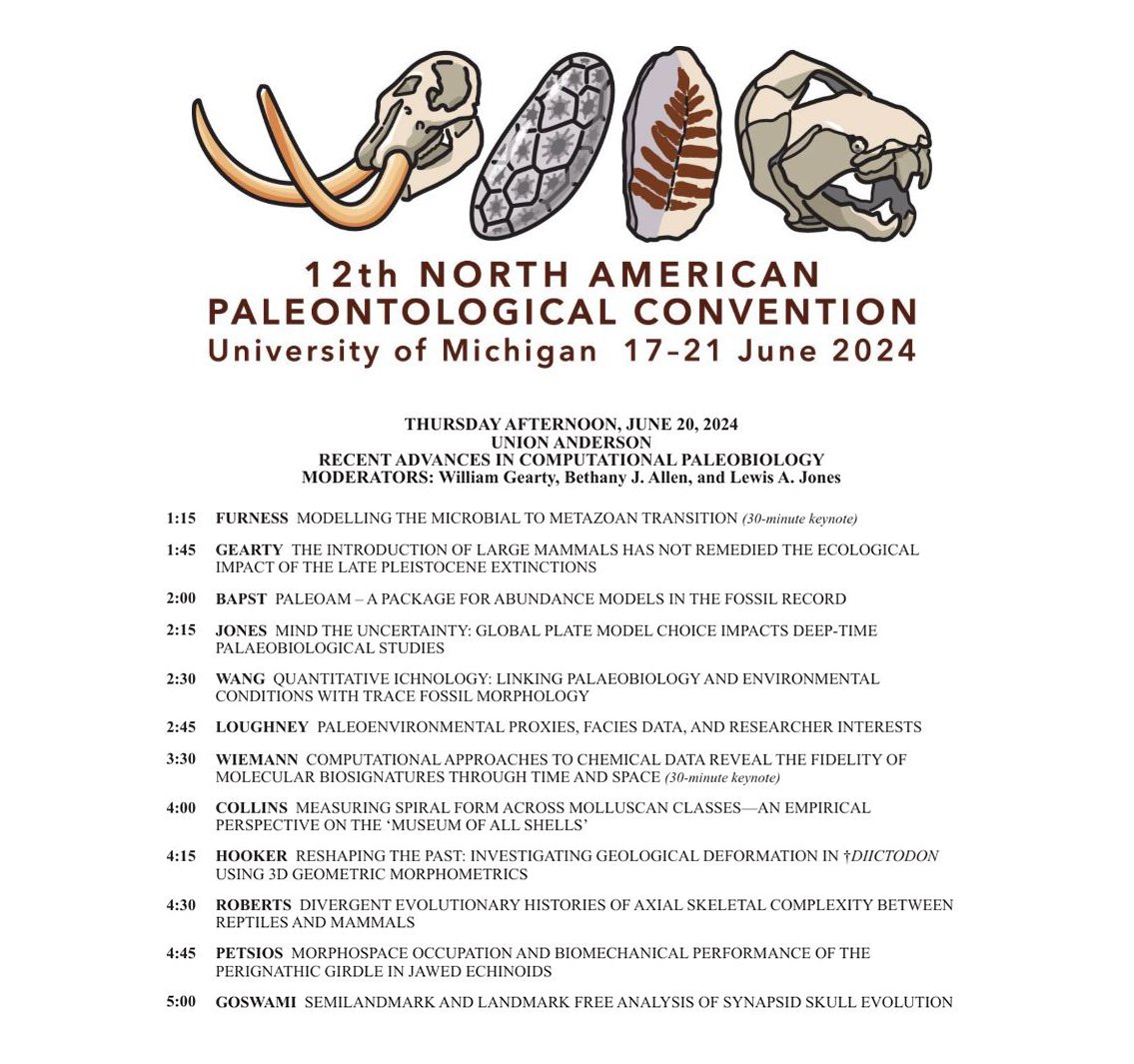 Finally got everything organized for my first @Napc2024 - the program looks absolutely exciting! 

See you all in the computational paleobiology session organized by @willgearty, @bethany_j_allen, & @LewisAlanJones: #multicellularity, #biosignatures, #ecosystems, & morphology!