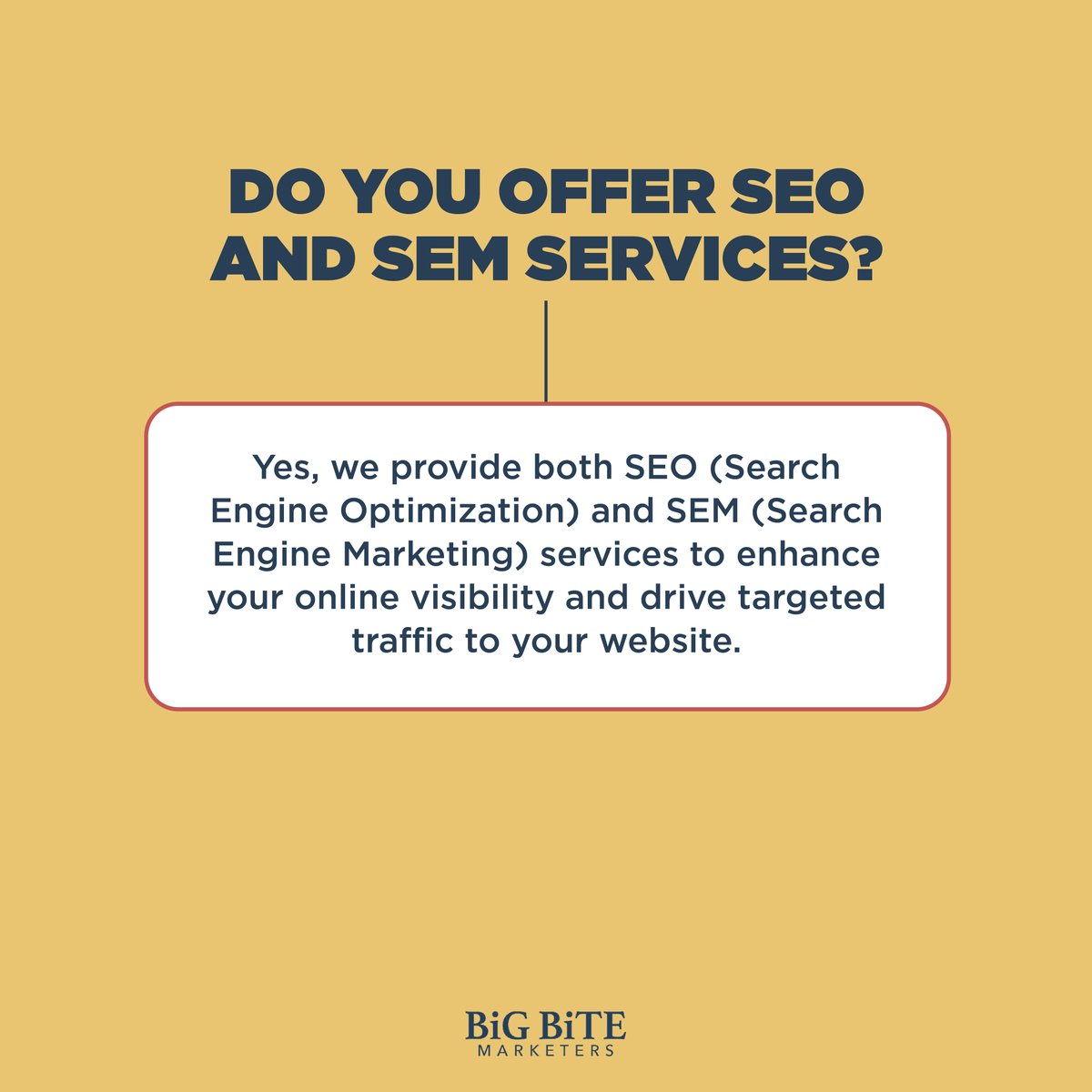 DigitalBigBite's tweet image. Here are some of the most frequently asked questions and our answers. If any of these YES apply to you, let's talk! If not, let's talk, anyway, because we can say YES to a lot more. Let us help you take a #BigBite from your competitor's share
Contact us 👉🏼 unleashbig.com/contact-big-bi…