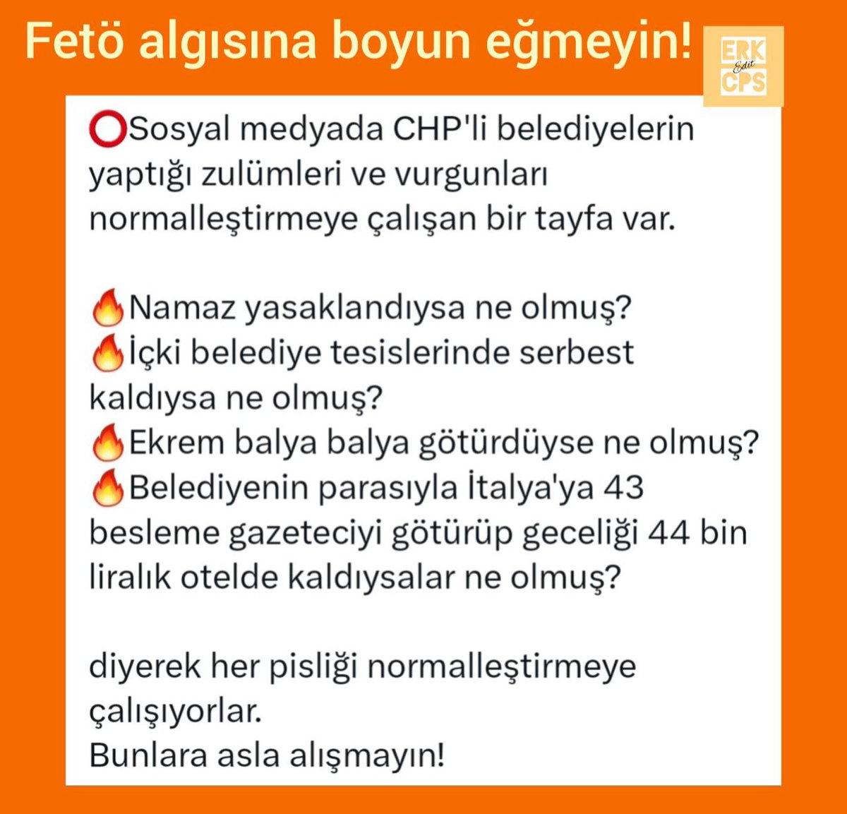 CHP'liler yaptıkları ihanetleri normalleştirmeye çalışıyor. 
Bu bir Fetö algısıdır.