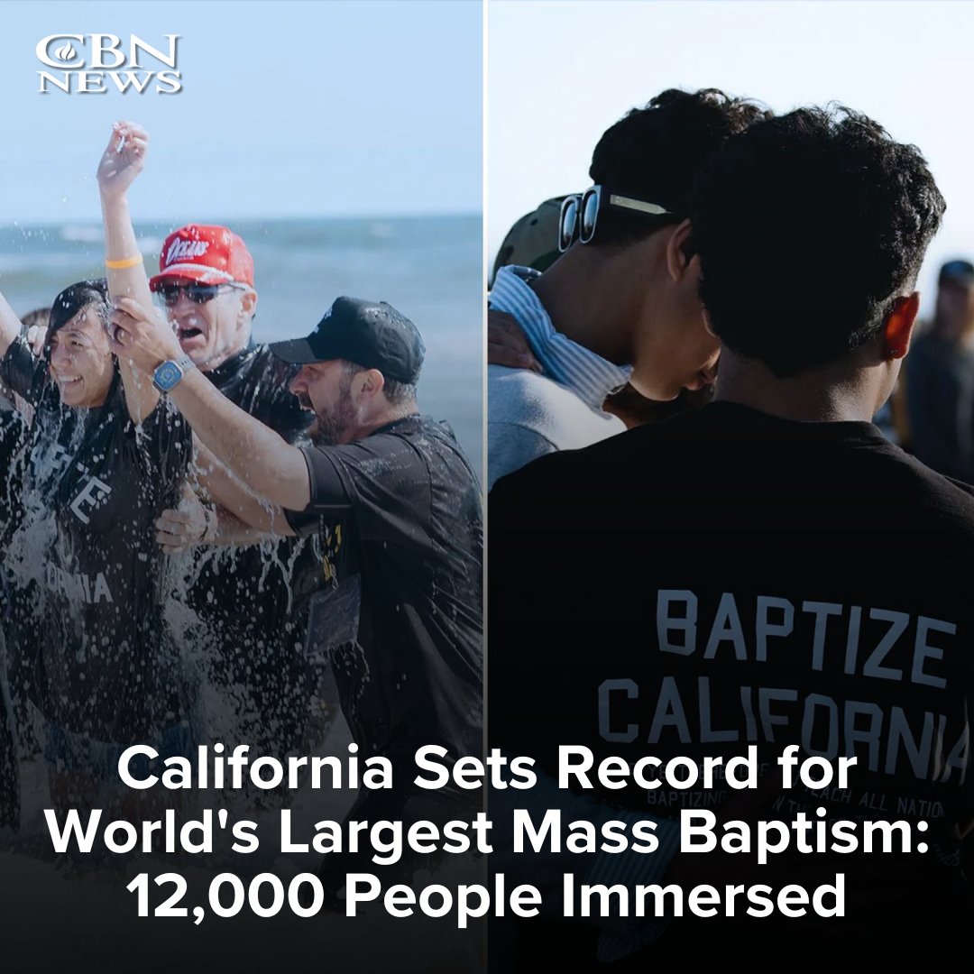 A massive gathering of Christians across California reportedly broke a record over the weekend when participants collectively held the world’s largest-ever baptism. Read more: www2.cbn.com/news/us/satani…
