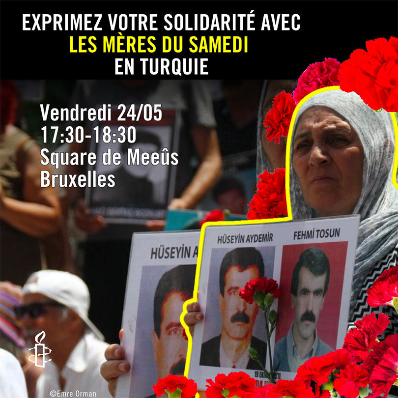 Rejoignez la veillée solidaire à BXL avec les mères du samedi en #Turquie 👊Depuis 1995, ces mères protestent contre l’impunité des disparitions forcées des années 1980-90 ❌Depuis 2018, elles n’ont plus le droit de manifester et sont réprimées Event 👉 amnesty.be/meres-du-samedi