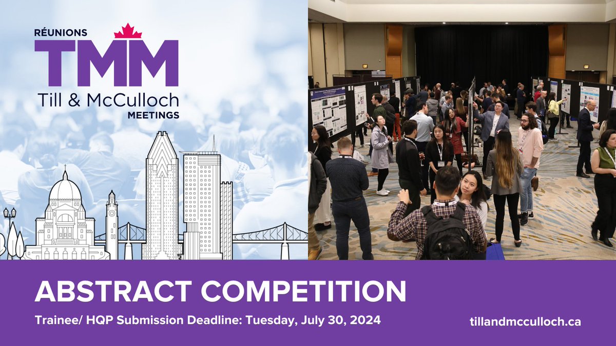 📢 Calling all Trainees/HQP! Abstract submission for #TMM2024 is OPEN. To be included in the competition for travel awards, the Drew Lyall Award of Excellence, and oral presentations in a plenary or an Under the Microscope session, submit by July 30. ➡️ tillandmcculloch.ca/event/b2d91653…