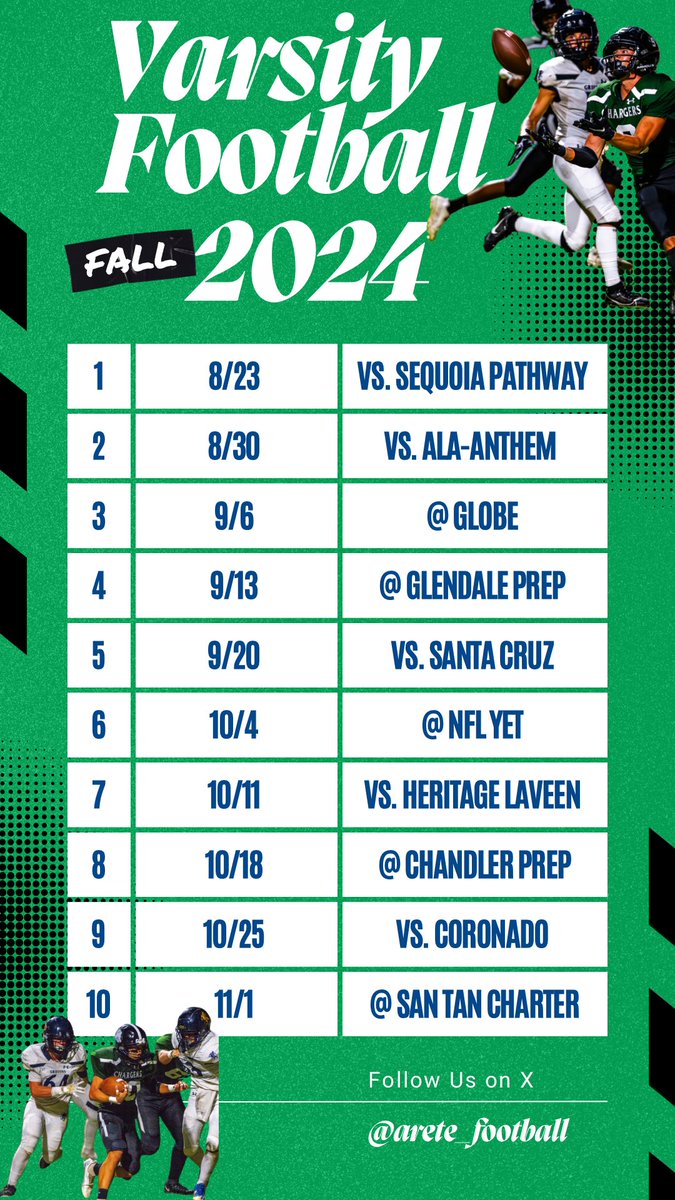 2024 🏈 Schedule- the boys are putting in work to prepare!