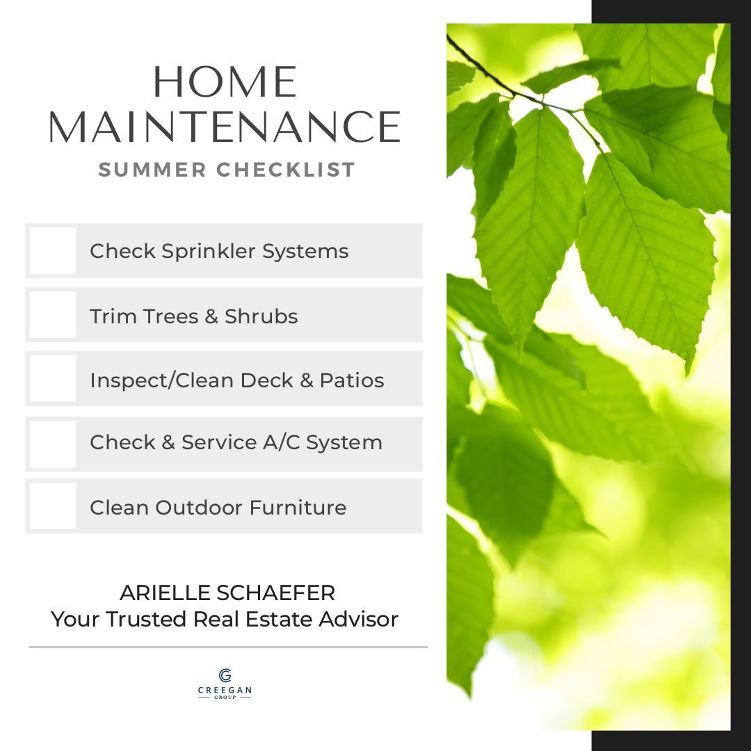 Summer is in full swing, and so is your home's well-being! Here are a few quick tips for summer maintenance. Need more advice? I'm just a message away! #SummerHomeCare #RealEstateTips #HomeMaintenance #Ariellesells #Yourtrustedrealestateadvisor #CentralFloridaAgent