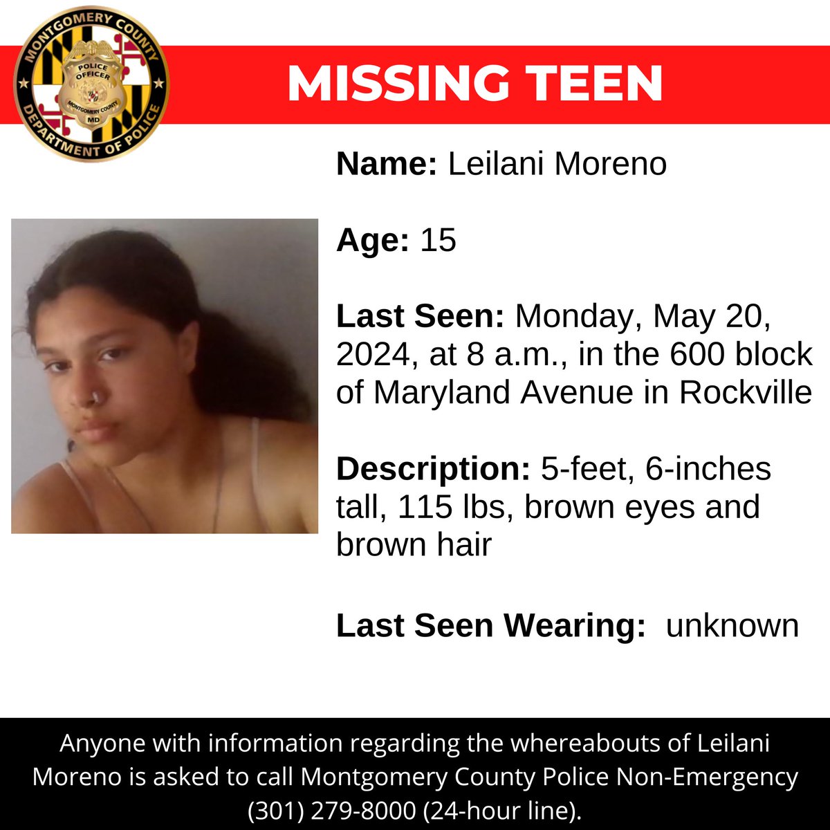 Concern for Missing Fifteen-Year-Old www2.montgomerycountymd.gov/mcgportalapps/… #mcpnews #missingperson