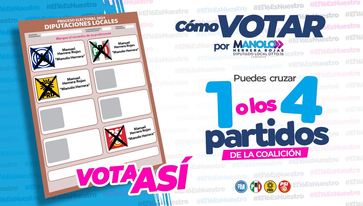 manoloherrerar's tweet photo. Buenos días 😃
Este 2 de junio no olvides votar por al mejor opción para el #Dtto16, con propuestas claras, trabajo duro y ganas de cambiar Puebla.
¡Vota por MANOLO HERRERA! 👊🏻👊🏻
#El16EsNuestro https://t.co/YbwYaIuyH1