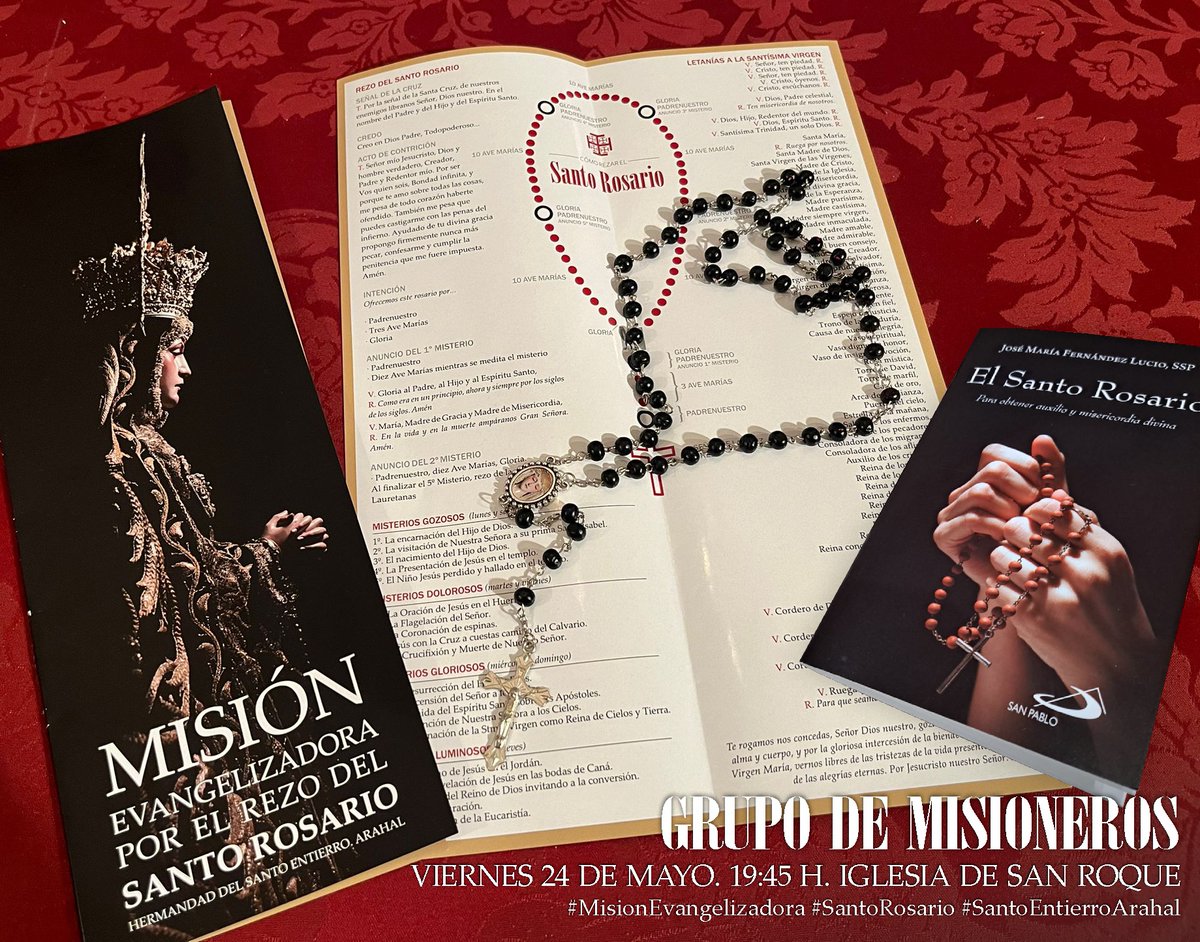 La Hdad del Santo Entierro convoca al grupo de misioneros del Santo Rosario de la hdad este viernes 24 de mayo a las 19:45h en la Sala Capitular de la Iglesia de San Roque.