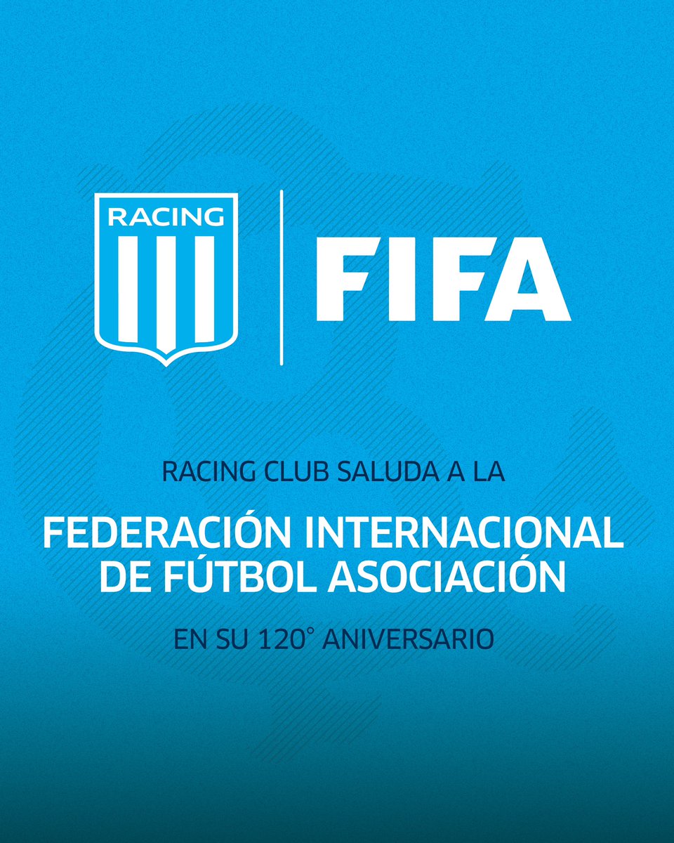 Racing Club saluda a @fifacom_es, y celebra sus 120 años de historia y compromiso con el fútbol mundial. @agdws @tapiachiqui